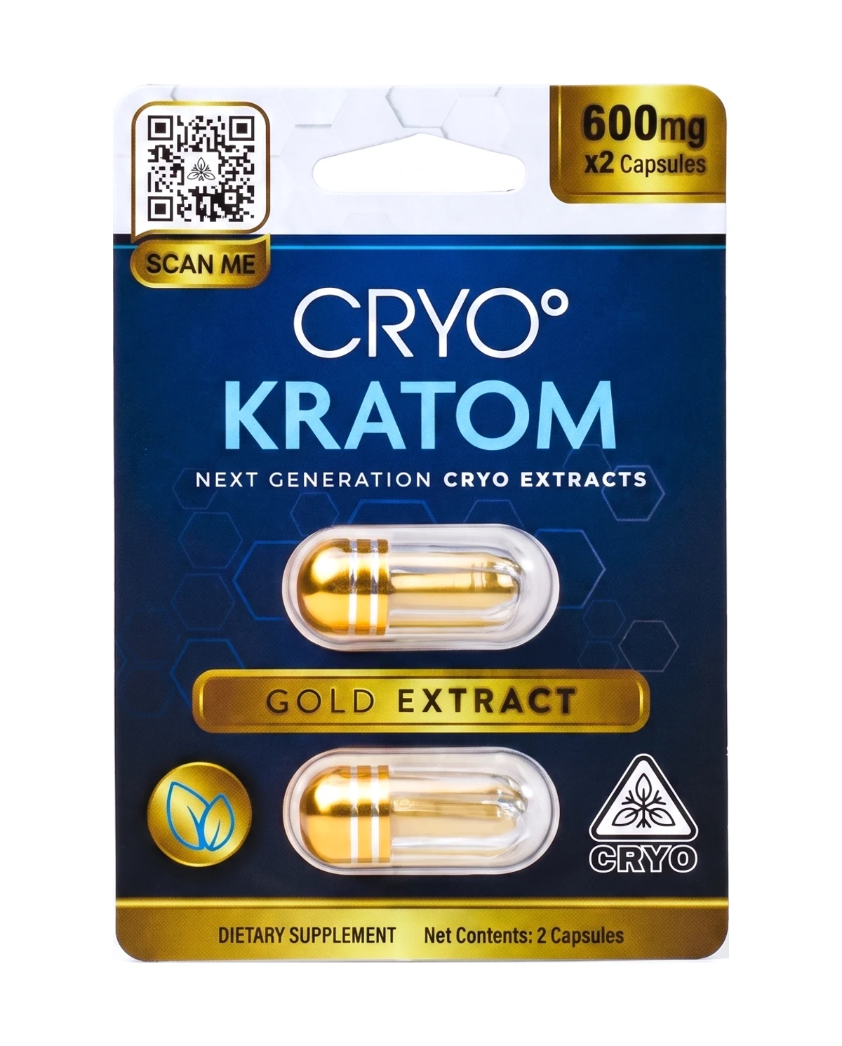 CRYO Kratom Gold Extract Capsules (2pk), product photo