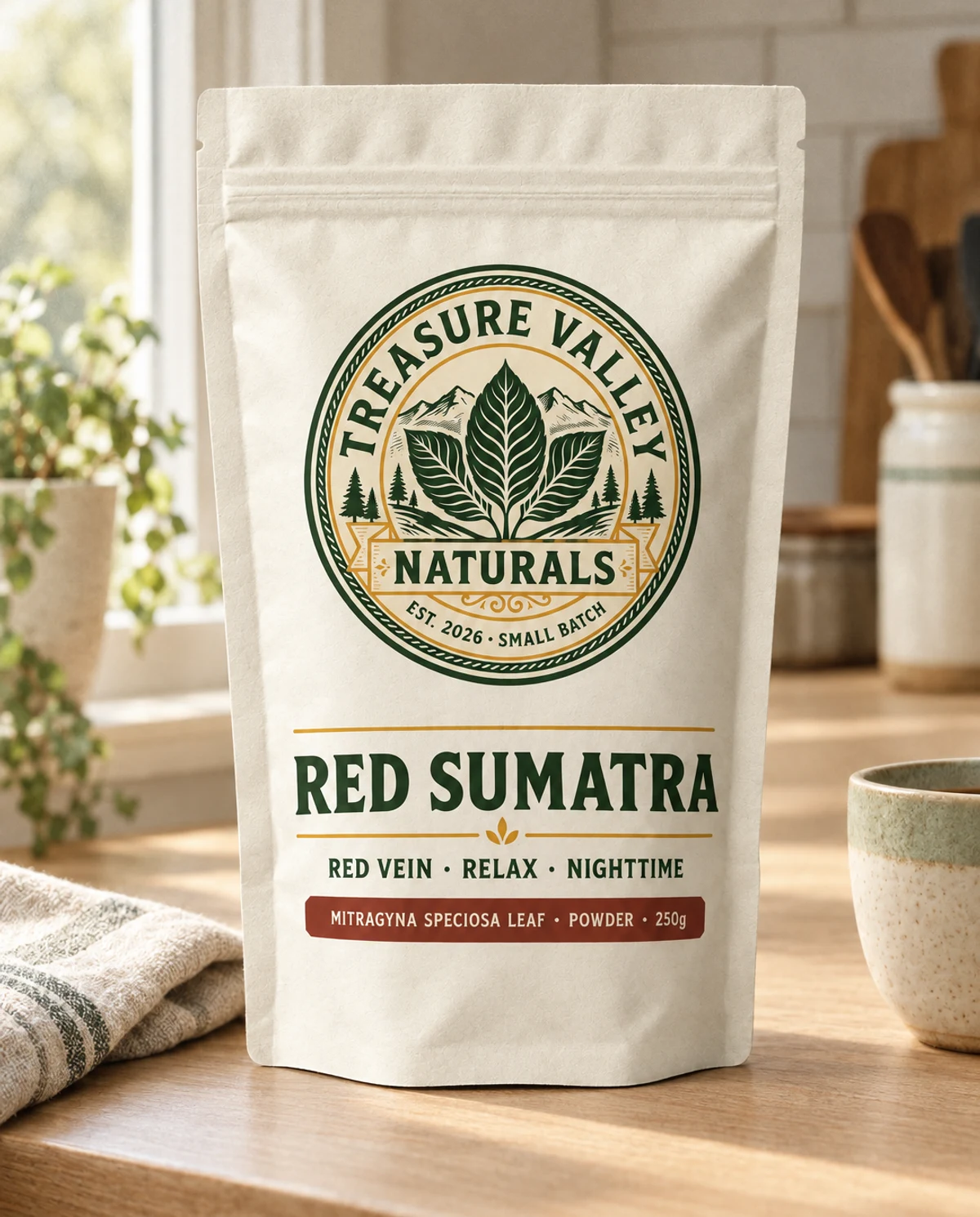 Red Sumatra on a kitchen counter in morning light