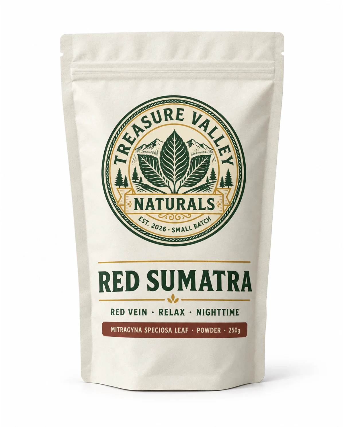 Red Sumatra, Treasure Valley Naturals pouch