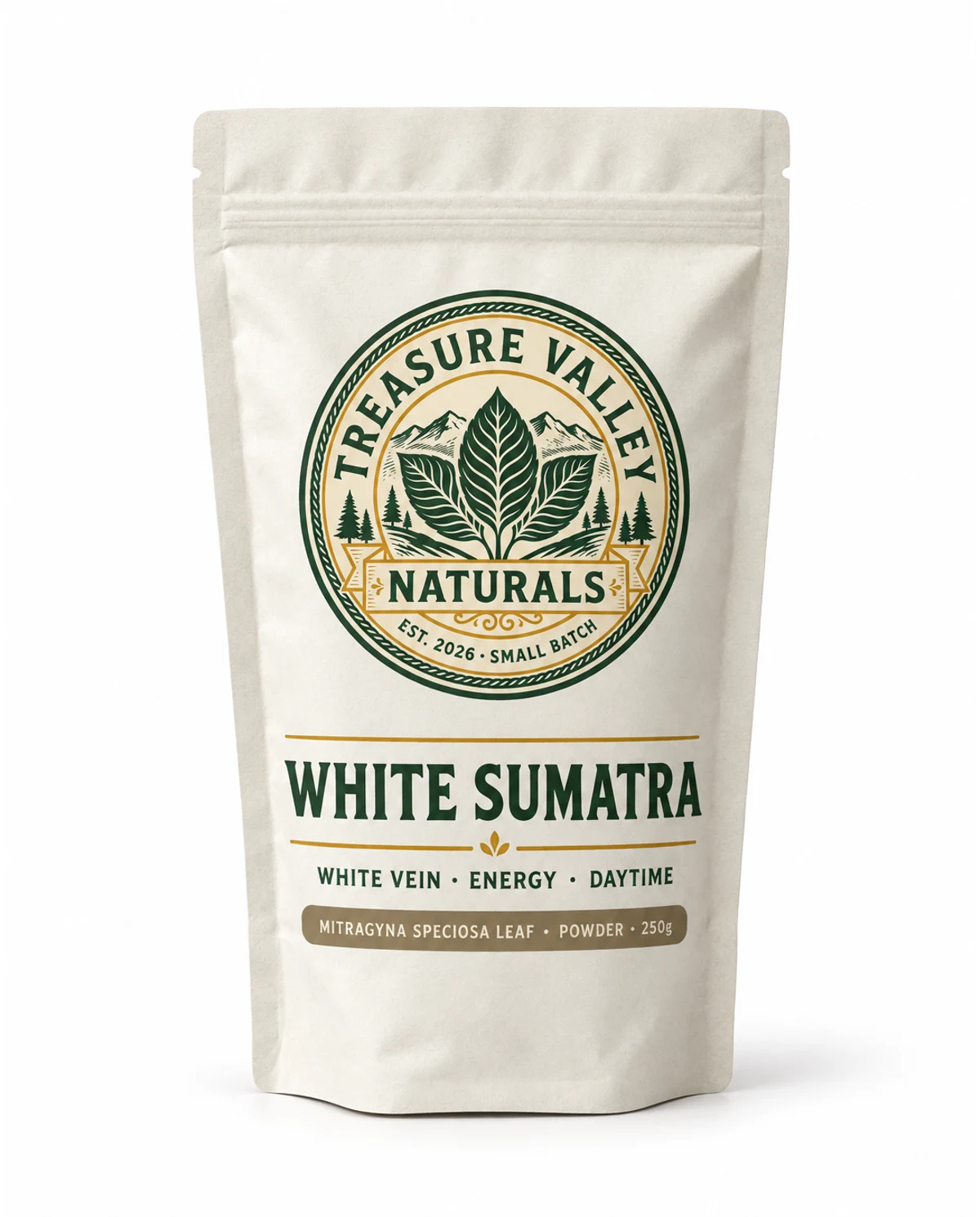 White Sumatra, Treasure Valley Naturals pouch