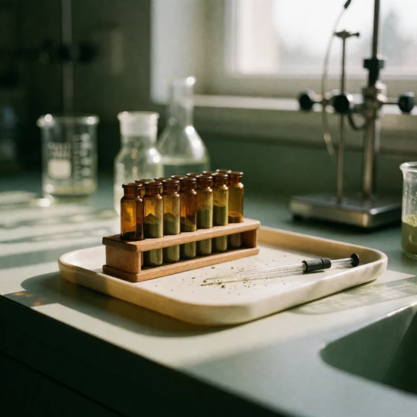 Sample vials at a third-party lab