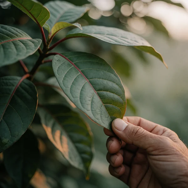 Red Vein kratom leaf at harvest