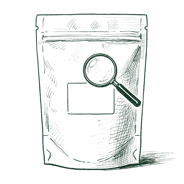 A sketch of the lot number block on a pouch